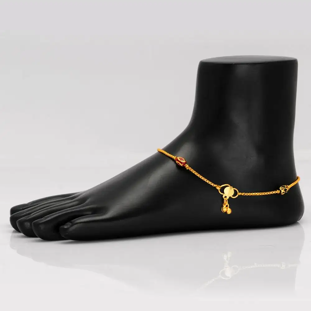 적갈색 및 녹색 인공 구슬 Anklets