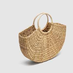 2025 nouveau Style fait à la main femmes paille sac fourre-tout de haute qualité fibre naturelle fermeture à glissière et bouton fermeture brodé décoration Vietnam - Product Image 2