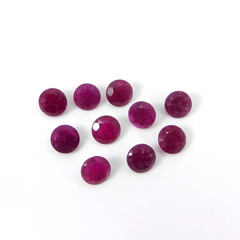 10 Viên Ruby Corundum 5Mm Cắt Tròn 5.05 Cts Đá Quý Lỏng Lẻo