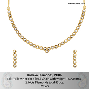 Conjunto de collar de diamantes de oro amarillo de 18kt, joyería para mujer, joyería de moda, pendientes, collares, pendientes para mujer - Product Image 6