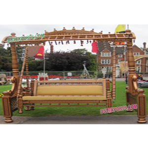 อุปกรณ์ตกแต่งงานแต่งงานแบบจูล่างานแต่งงานแบบอินเดียสวิงสีทองพร้อมมงกุฏเมฮันดีบนเวทีประดับตกแต่งงานแต่งงานสีดำทองสไตล์อังกฤษสหรัฐอเมริกา - Product Image 1