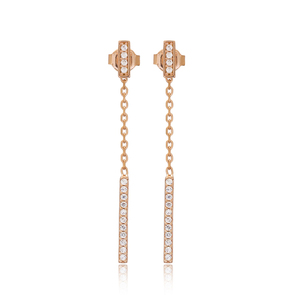 Longue conception Zircon pierre boucle d'oreille en gros 925 bijoux en argent Sterling turc fait à la main - Product Image 1