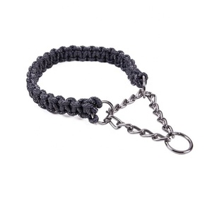 编织Paracord狗项圈皮带套装，时尚狗项圈和带不锈钢链的铅套装 - Product Image 5
