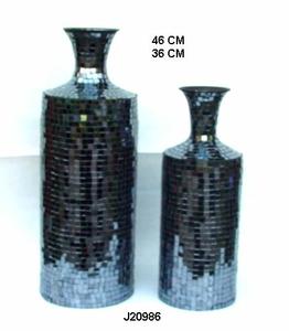 แจกันแก้วโมเสคใน Drak บนฐานเหล็ก,แจกันโลหะสำหรับตกแต่งบ้านพร้อมกระเบื้องโมเสคแก้ว - Product Image 3