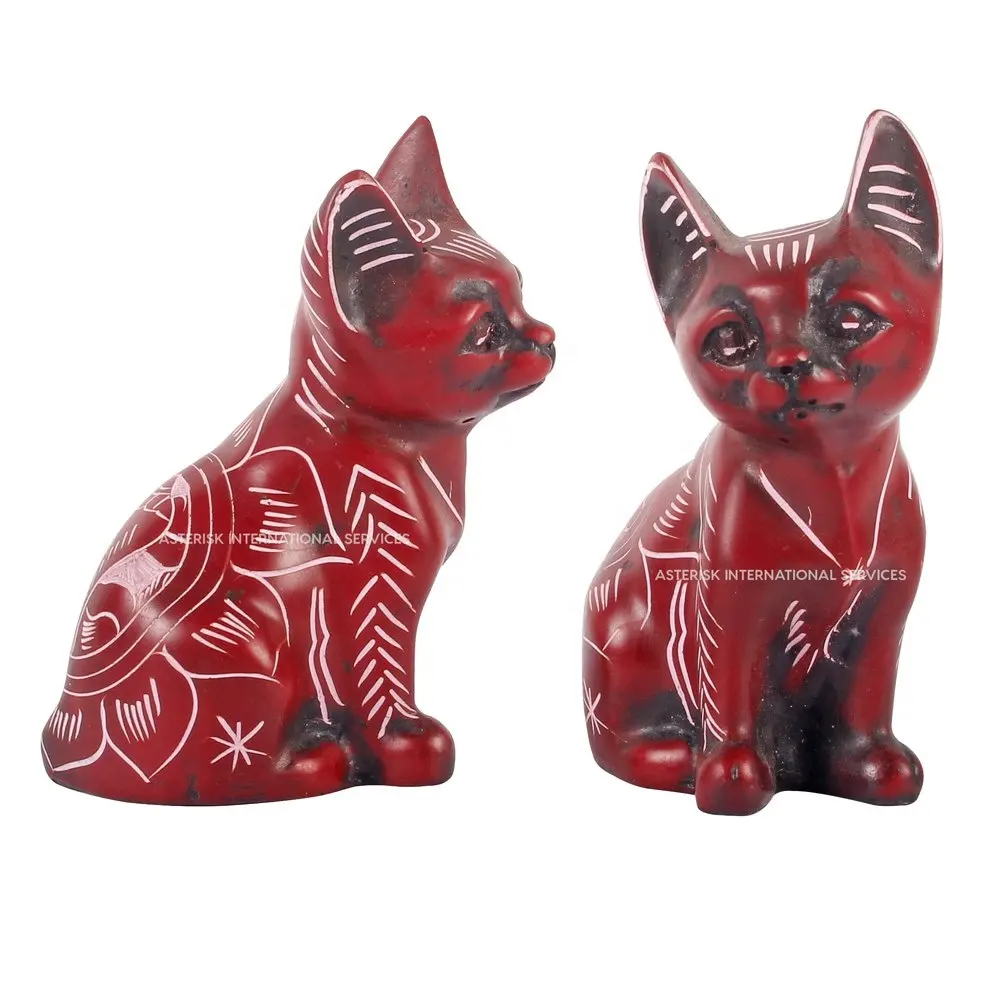 Hand-Painted Resin Statue of Cutie Cat and Door - Best as Indoor Decorations for Office Table or Home - Made in Nepal