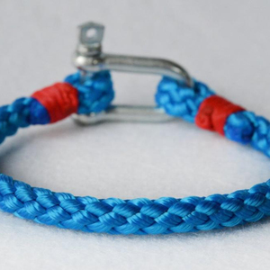 nautical turquoise blue <b>rope</b> <b>bracelet</b> with shackle Handmade Magic - Product Image 1