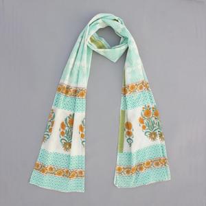 Femmes blanc bloc imprimé concepteur coton en gros écharpe étole Dupatta 100X250 Cm - Product Image 1