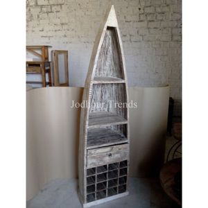 Estantería antigua de estilo náutico para exteriores, mueble inspirado en el diseño de muebles de madera de teca reciclada - Product Image 1