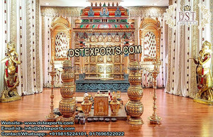 Scène de réception de mariage indien en bois, scène de Style raiwati pour les mariages royaux, Rajasthani, - Product Image 4