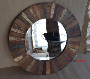 Modern Distress Boat Wood Furniture Mirror Frame Handmade & Eco-friendly Pre-assembled for Bathroom Wall Decor-Shiva RCW--186 - Product Image 2
