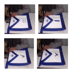Hecho a mano bordado Blue Lodge Masonic Regalia delantal personalizado cuello de cuero tela cinta bordado parche para costura - Product Image 1