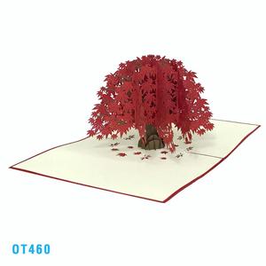 Top Trending Red Maple Pop Card 3D Laser Cut Greeting Crafts Regalos de papel hechos a mano Vietnam Offset Printing 150x200mm Viet-craft - Product Image 3