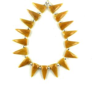 Perles de Briolette en Aventurine jaune naturelle, forme de Triangle, fabrication de bijoux, 1 brin, qualité supérieure - Product Image 1