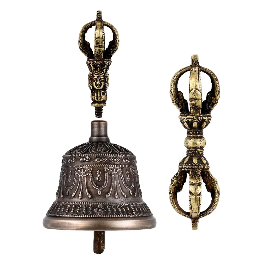 Top vente vajra et dorje tibétain cloche vajra poignée carillon et pour les pratiques religieuses cloches