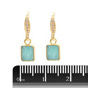 Amazonite-pendientes de plata de ley con forma de rectángulo, Pendientes chapados en circón, de 27 a 28 MM - Product Image 3