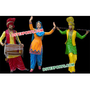 Rangla Punjab fibra FRP moderno viejo Punjabi señoras Chaunka anciano con niños estatua ligera boda eventos tamaño personalizado - Product Image 1