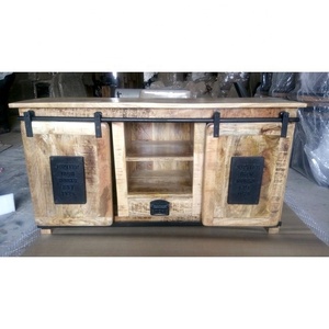 Gabinete de almacenamiento de madera maciza de mango con puertas corredizas y cajones, muebles industriales para sala de estar para uso doméstico - Product Image 3