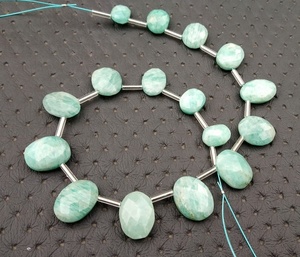 Natural Amazonite Gemstone Faceted Oval Shape Briolette Beads Making Handmade Jewelry Wholesale <b>Top</b> Quality - Product Image 3