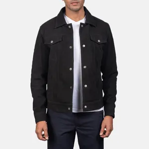 Stallon siyah süet ceket yeni desen erkek deri ceket motosiklet moda Slim Fit deri ceket