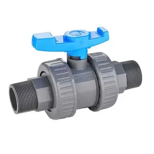 PVC plastic socket type external thread double union ball valve