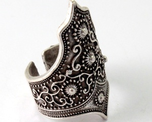 Pouf uomo impero argento re autentico tubo largo Design storico uomo anello antico modello - Product Image 4