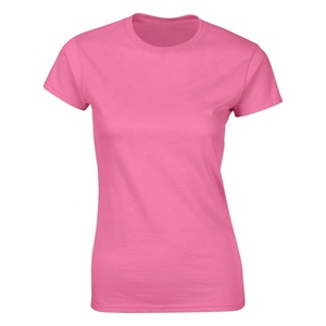 Wholesale Bulk Plain High Quality Short Sleeve 100% Cotton Crew Neck V-neck Women Blank T-shirt With Private Label - Product Image 3