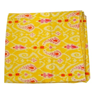 Hot Selling Indian Handmade Yellow Kantha Ikat Printed Cotton <b>Quilt</b> Elegant Soft <b>Bedspread</b> for Bedroom Living Room Wholesale - Product Image 3