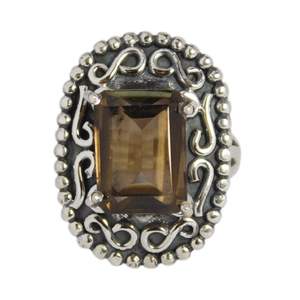 Anillo Vermeil Eternity de moda para mujer Hermosa Plata de Ley 925 con anillos de cuarzo ahumado natural - Product Image 2