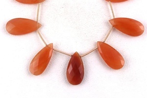 Cuentas de Briolette en forma de pera, piedra Natural de jaspe de Coral de manzana, tamaño de 1 hilo, facetadas, fabricación india - Product Image 4