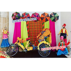 Decoración de Escenario para la Noche de Mehndi de Boda Punjabi, Fibra de Vidrio Ligera, Color y Tamaño Personalizables - Product Image 1
