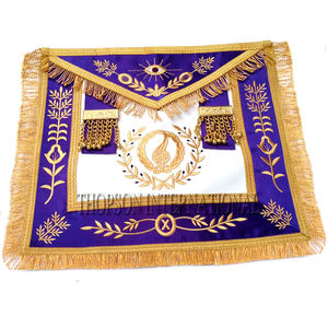 Delantal de tela de cuero bordado a mano de Regalia masónica de oficial de Grand Lodge Premium, costura de punto de cruz, bordado personalizado - Product Image 1