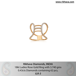 Anillo de Bodas de diamantes de oro rosa de 18kt para mujer, anillos de diamantes elegantes para novias - Product Image 6