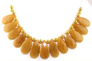 Gema de Aventurina amarilla Natural, cuentas de Briolette con forma de pera facetadas para fabricación de joyas, buena calidad, 1 hilo - Product Image 2
