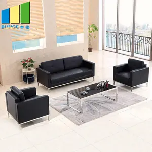 Modern Furniture Ergonomic Office Chair 3 Seater Waiting Room Arm Chair Office Leather Sofa Price