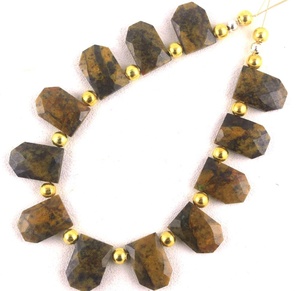 Cuentas de Briolette facetadas de jaspe de miel con forma hexagonal de alta calidad, piedras preciosas naturales para hacer joyas DIY, venta al por mayor - Product Image 1