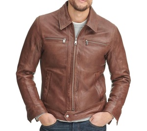 Veste de moto classique de style motard veste de mode en cuir véritable confortable avec vêtements de sport à fermeture éclair centrale - Product Image 4