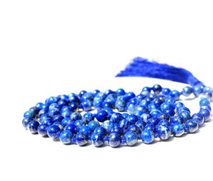 Collar largo con cuentas de lapislázuli para mujer, Gargantilla con gemas de Color Denim, 108 cuentas, hecho a mano - Product Image 2