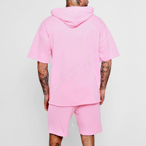 Pantalones cortos personalizados para hombre, Sudadera con capucha y mangas, logotipo personalizado, precio competitivo, chándal polar, venta al por mayor, diseño superior, chándal, pantalones cortos de gimnasio - Product Image 2