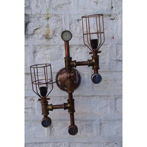 Lampe murale pendante en métal de fer industriel rétro traditionnel Source de lumière fluorescente ronde pour meubles de restaurant et de bar - Product Image 1