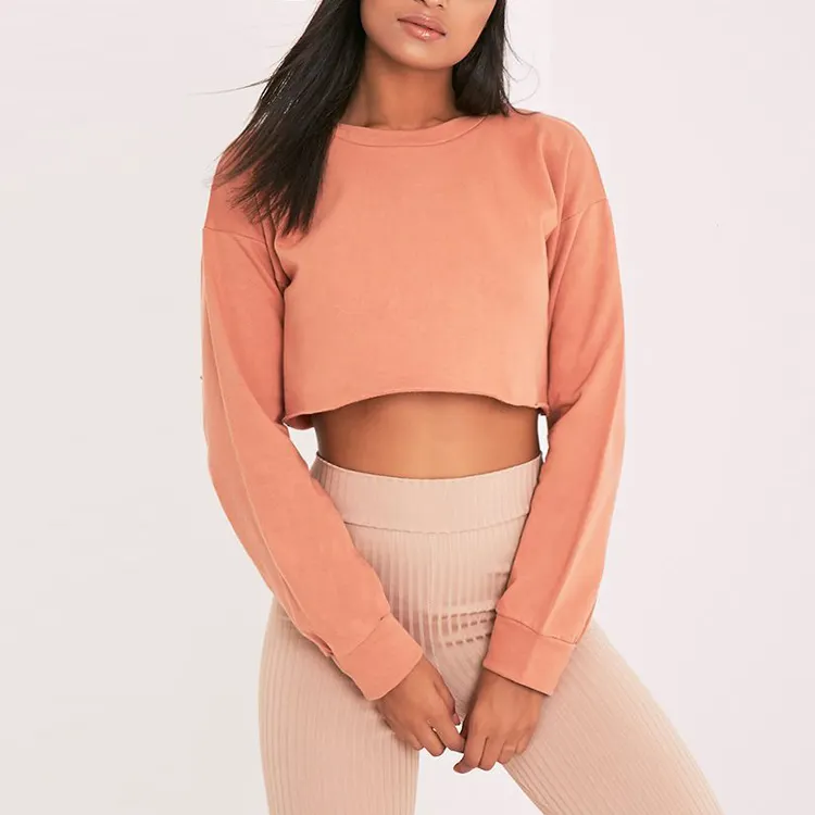 Lange Mouwen Cropped Sweater Hoodie Custom Vrouwen Oversized Vlakte Crop Sweatshirt Meisje Dame Vrouwen Volwassenen Sweatshirt Top Fleece