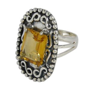 Precio al por mayor Venta en línea Eternity Vermeil Ring con grabado Natural Citrine Gemstone Joyas de plata esterlina para bodas - Product Image 3