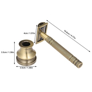 Maquinilla de afeitar clásica de doble filo con mango de aluminio Hoja de material de cobre sostenible para afeitado facial o uso en salón Precio - Product Image 3