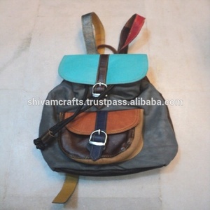 Sacs à dos en cuir patchwork coloré de style vintage pour exportateur unisexe en gros de l'Inde - Product Image 6