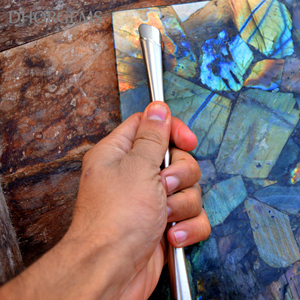 Natural Labradorite Crystal <b>Coaster</b> Tray | Quartz Gemstone Serving Platter Decorative Stone Tray for Home Decor Table Styling. - Product Image 6