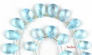 Gema de Topacio azul Natural, 1 hebra, perlas de Briolette con forma de pera facetadas, fabricación de joyas al por mayor - Product Image 5