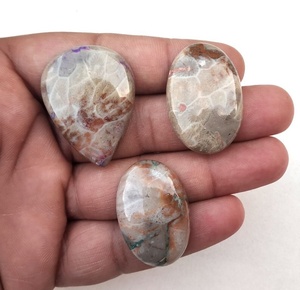 หินแจสเปอร์ธรรมชาติในมหาสมุทรอัญมณีทรงหลวมทรงรีเรียบและทรงลูกแพร์สำหรับห่อลวดลูกปัดเครื่องประดับที่มีเอกลักษณ์และหลากหลาย - Product Image 4