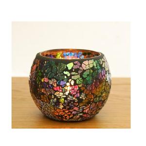 Porte-bougie votive en or Bougeoirs en verre Mosaïque Photophore décoratif en verre Porte-bougie votif Décoration d'éclairage de bol - Product Image 3