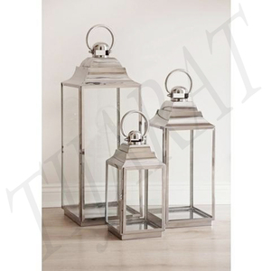 Nickel Plated Luxury Decorative <b>Glass</b> <b>Lantern</b> / Ramadan <b>Lantern</b> / Wedding <b>Lantern</b> Home Decoration Metal Iron With Custom Logo - Product Image 1