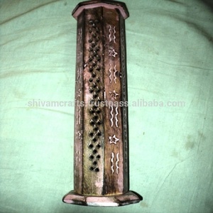 Brûleurs de bâtons d'encens de modèle de tour carrée sculptée en bois de manguier pour la vente en gros de parfum d'intérieur d'Inde - Product Image 5