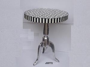 Mesa con incrustaciones de hueso hecha a mano para sala de estar, dormitorio, Base de aluminio, muebles superiores de hueso, decoración del hogar, mesa de té y café, decoración del hogar - Product Image 4